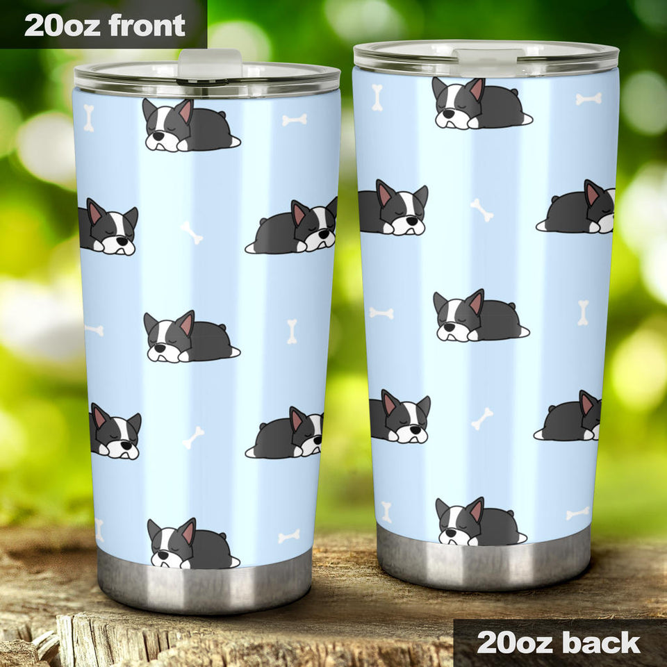 Sleep Boston Terrier Bone Pattern Tumbler