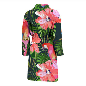 Parrot Leaves Pattern Men Bathrobe