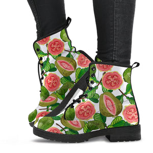 Guava Leaves Pattern Leather Boots