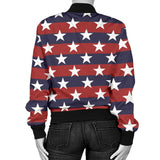 USA Star Pattern Background Women Bomber Jacket