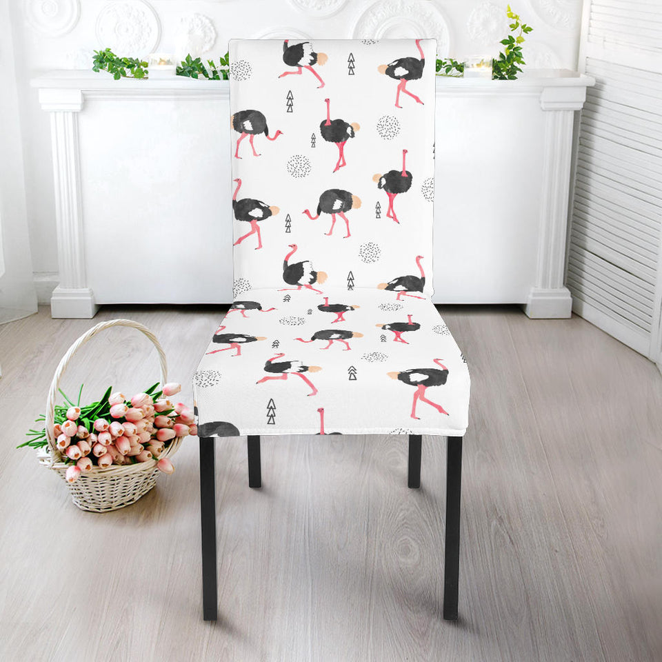 Ostrich Pattern Print Design 02 Dining Chair Slipcover