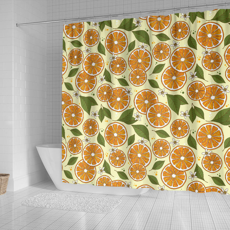 Sliced Orange Leaves  Pattern Shower Curtain Fulfilled In US