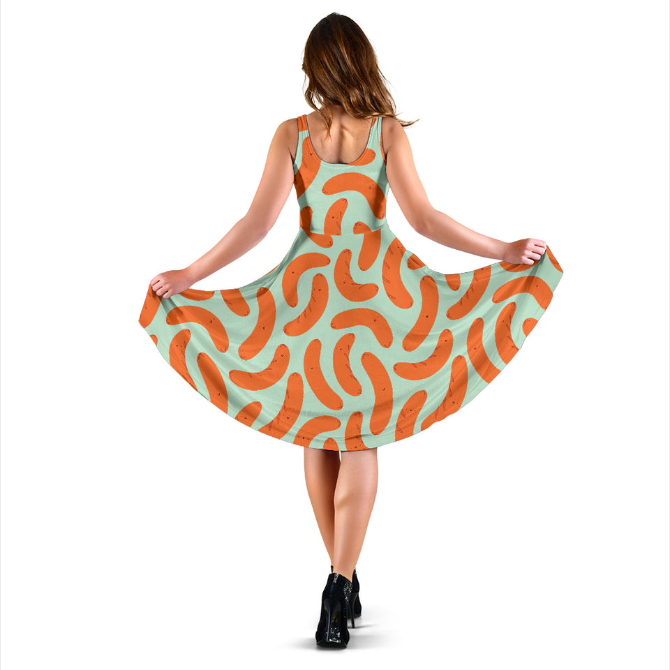 Sausage Pattern Print Design 04 Sleeveless Midi Dress