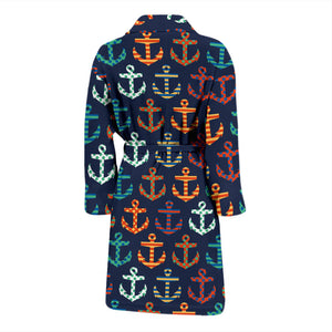 Colorful Anchor Dot Stripe Pattern Men Bathrobe