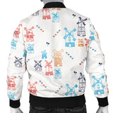 Hand Drawn Windmill Pattern Men Bomber Jacket