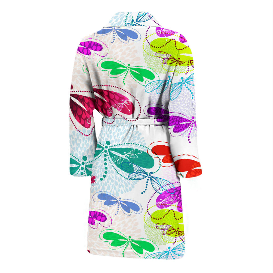 Colorful Dragonfly Pattern Men Bathrobe