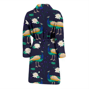 Peacock Flower Pattern Men Bathrobe