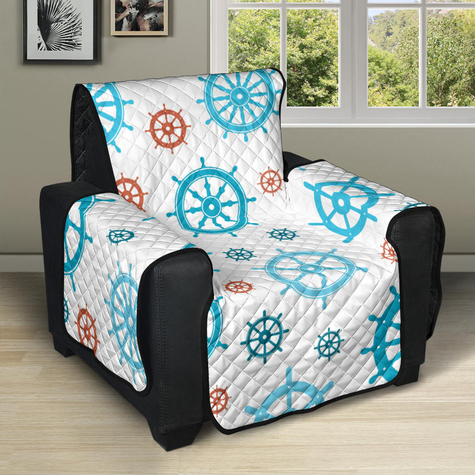 Nautical Steering Wheel Rudder Pattern Background Recliner Cover Protector