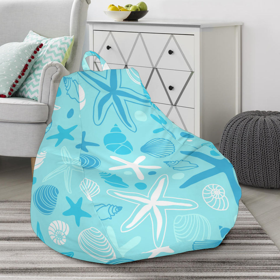 Starfish Shell Blue Theme Pattern Bean Bag Cover