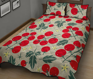 Hand Drawn Tomato Pattern Quilt Bed Set