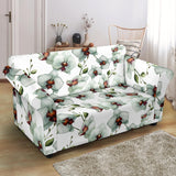 White Orchid Pattern Loveseat Couch Slipcover