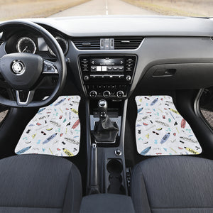 Surfboard Pattern Print Design 01 Front and Back Car Mats