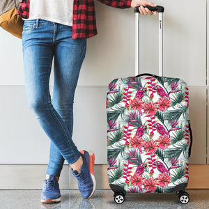 Pink Parrot Heliconia Pattern Luggage Covers