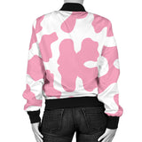 Pink Cow Skin Pattern Women Bomber Jacket