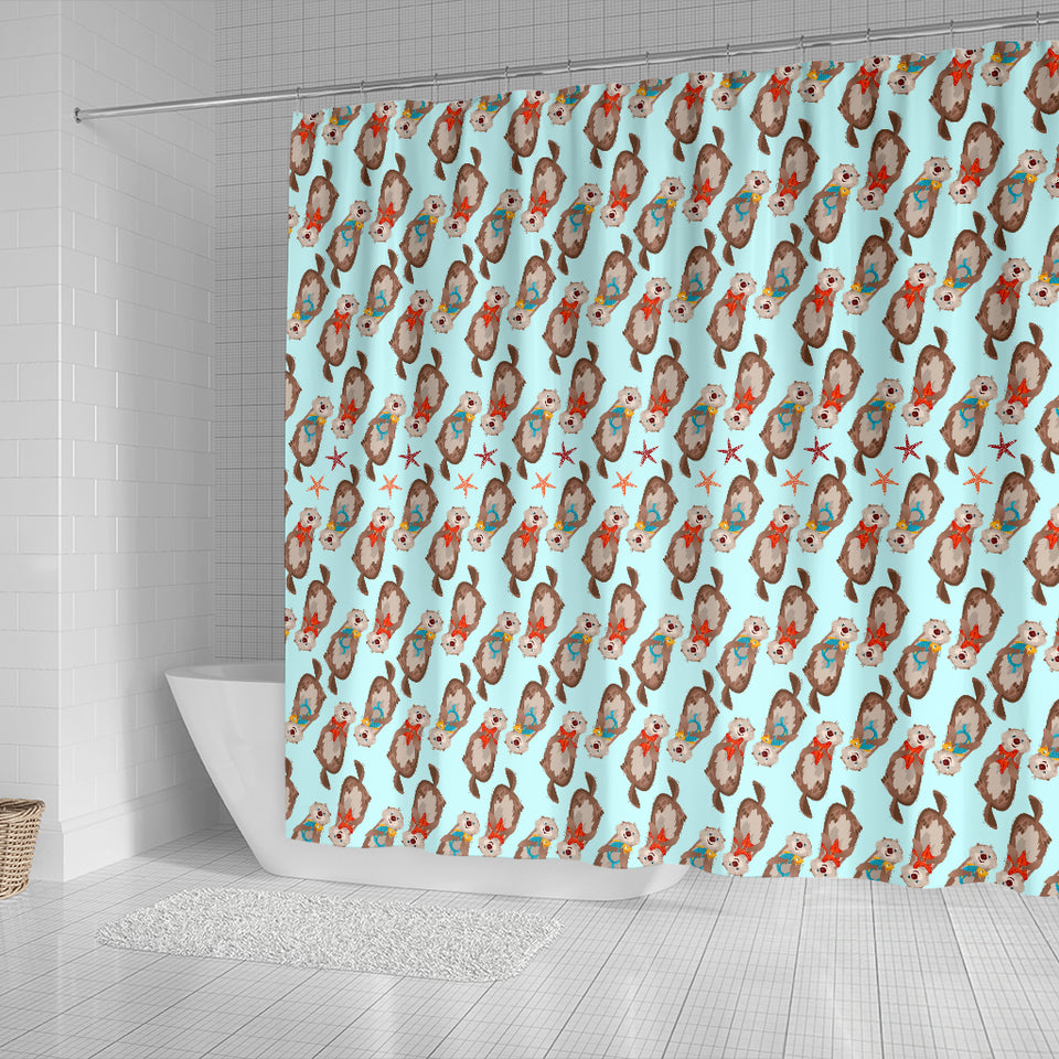 Otter Pattern Background Shower Curtain Fulfilled In US