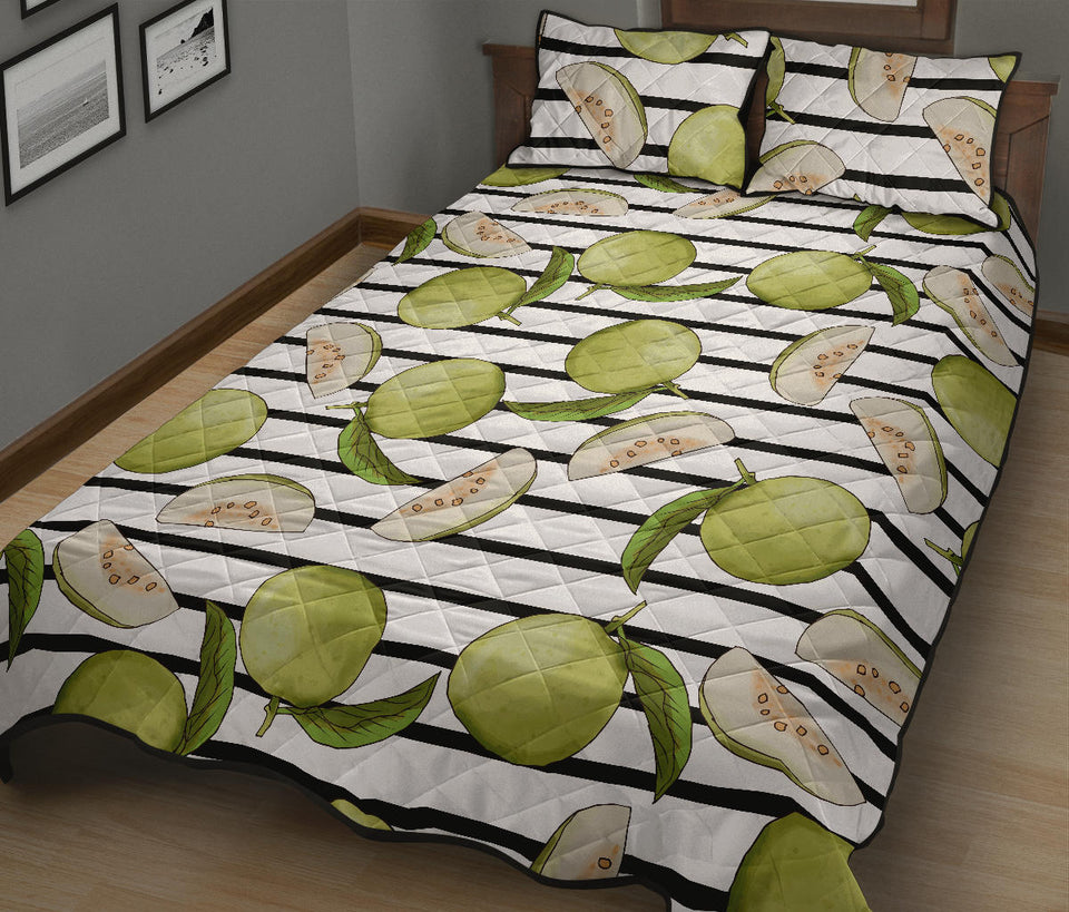 Guava Pattern Stripe background Quilt Bed Set