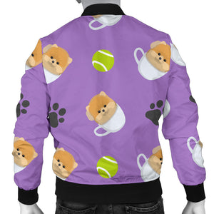 Pomeranian in Cup Pattern Men Bomber Jacket