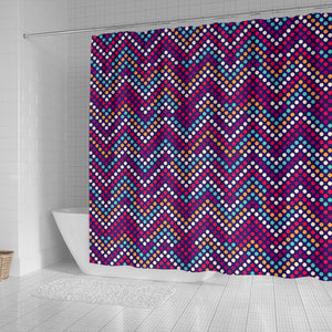 Zigzag Chevron Pokka Dot Aboriginal Pattern Shower Curtain Fulfilled In US