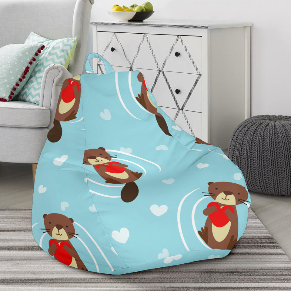 Otter Heart Pattern Bean Bag Cover