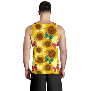 Sunflower Butterfly Pattern Men Tank Top