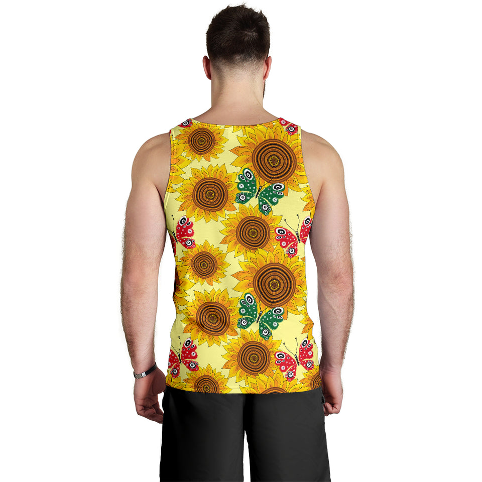 Sunflower Butterfly Pattern Men Tank Top