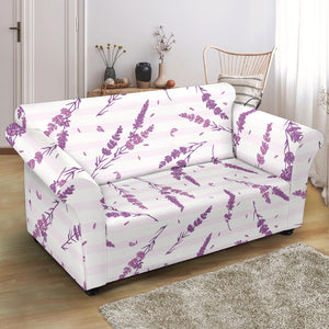 Lavender Pattern Stripe Background Loveseat Couch Slipcover