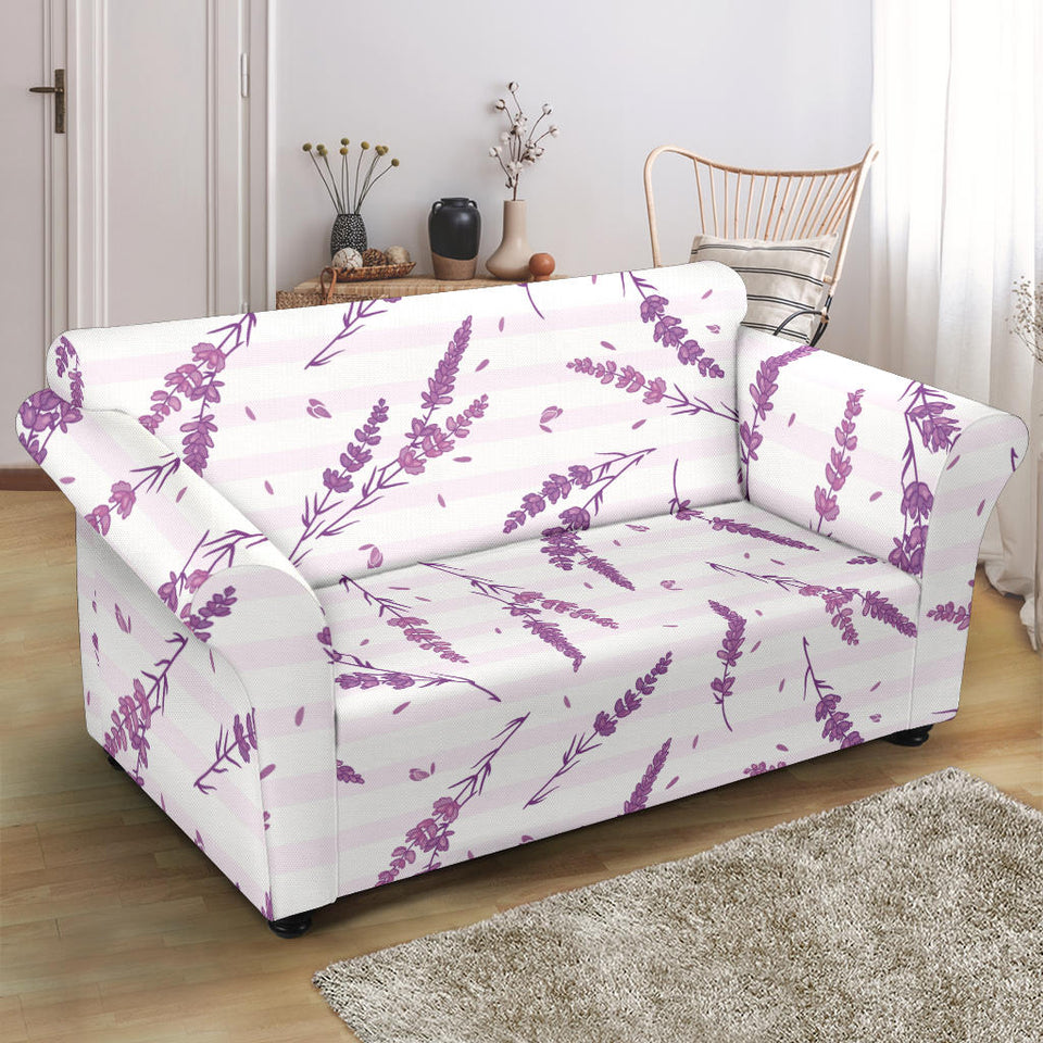 Lavender Pattern Stripe Background Loveseat Couch Slipcover