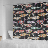 Whale Flower Tribal Pattern Shower Curtain Fulfilled In US