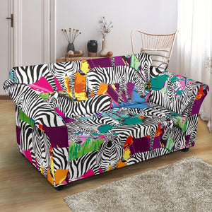 Zebra Colorful Pattern Loveseat Couch Slipcover