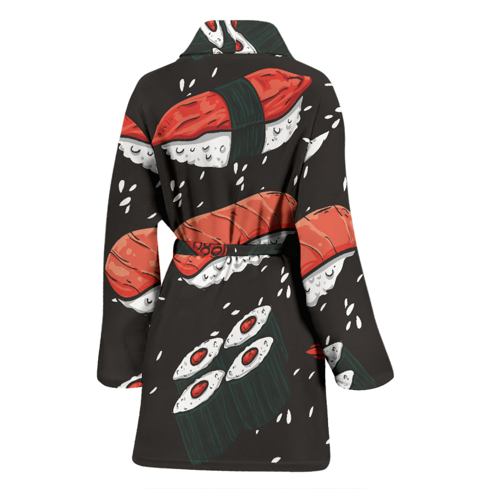 Sushi Theme Pattern Women Bathrobe