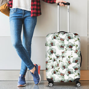 White Orchid Pattern Luggage Covers