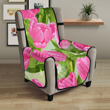 Pink Tulip Pattern Chair Cover Protector