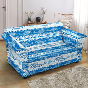 Dolphin Tribal Pattern background Loveseat Couch Slipcover