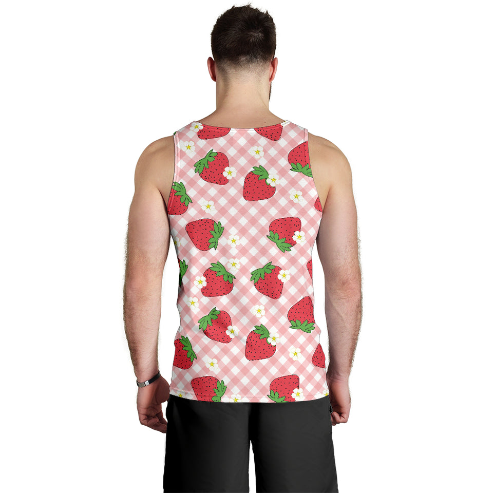 Strawberry Pattern Stripe Background Men Tank Top