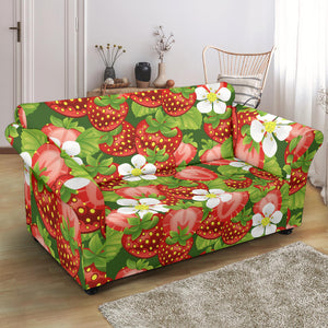 Strawberry Leaves Flower Pattern Loveseat Couch Slipcover