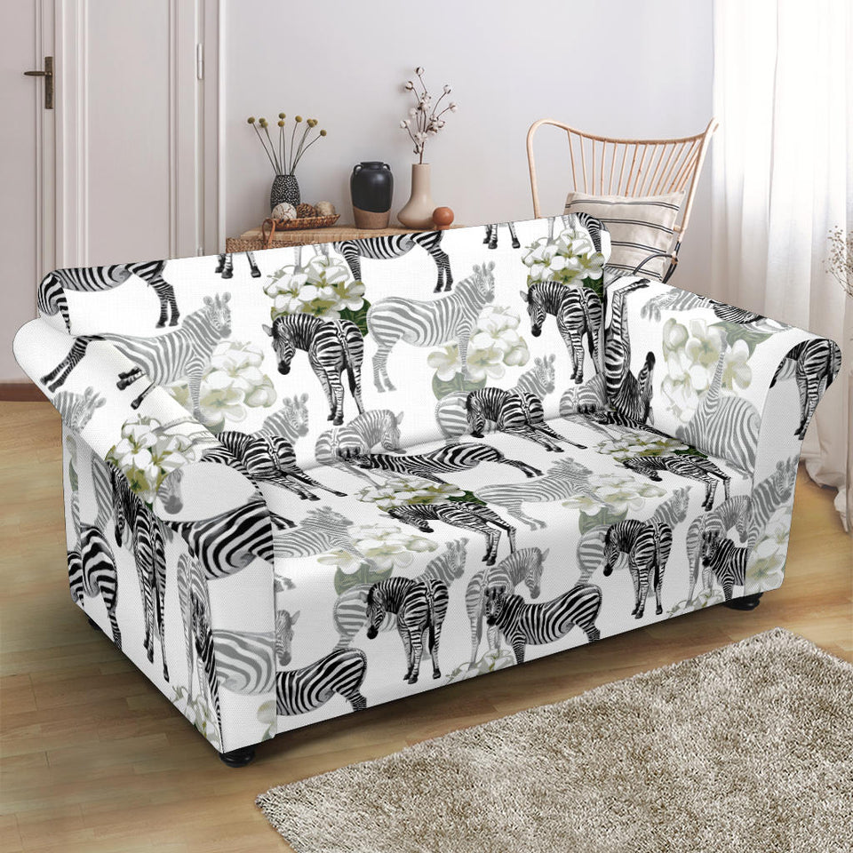 Zebra Pattern Loveseat Couch Slipcover