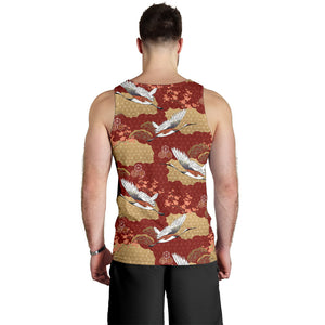 Japanese Crane Theme Pattern Men Tank Top