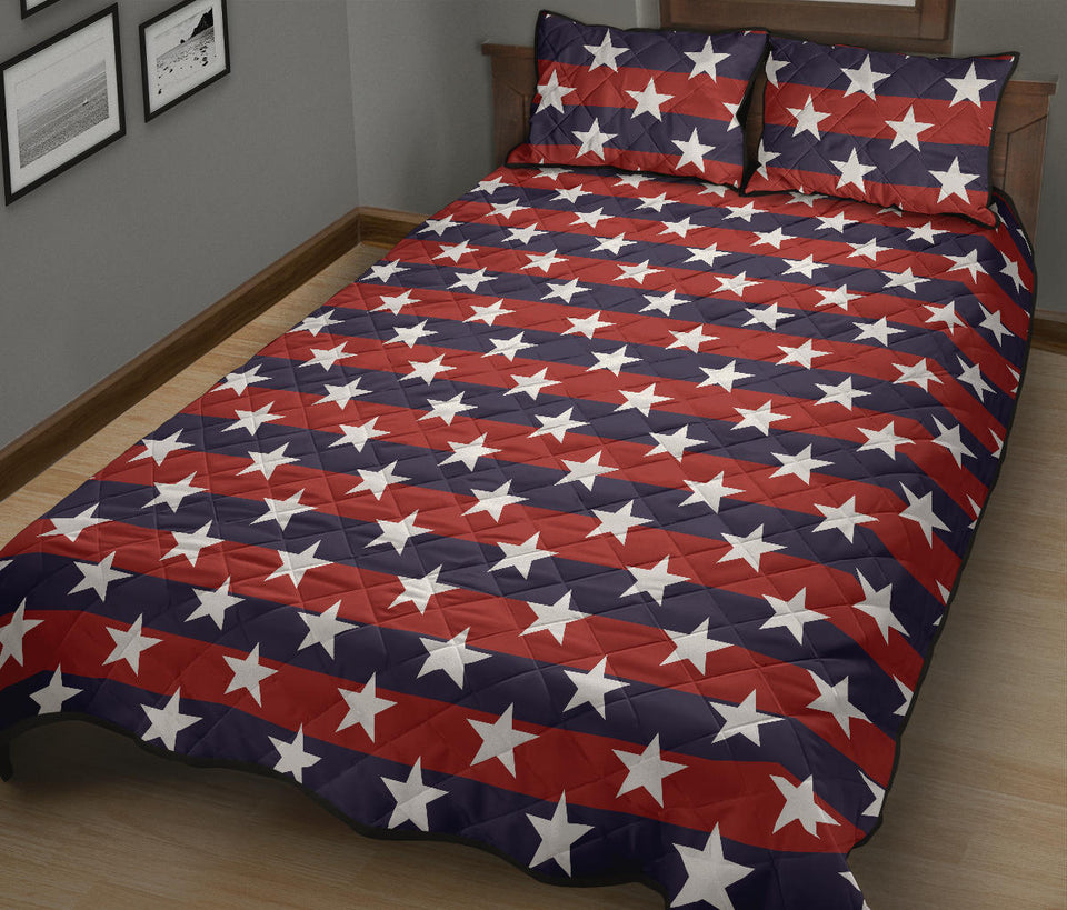 USA Star Pattern Background Quilt Bed Set