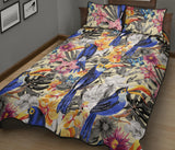 Toucan Leaves Flower Pattern Quilt Bed Set