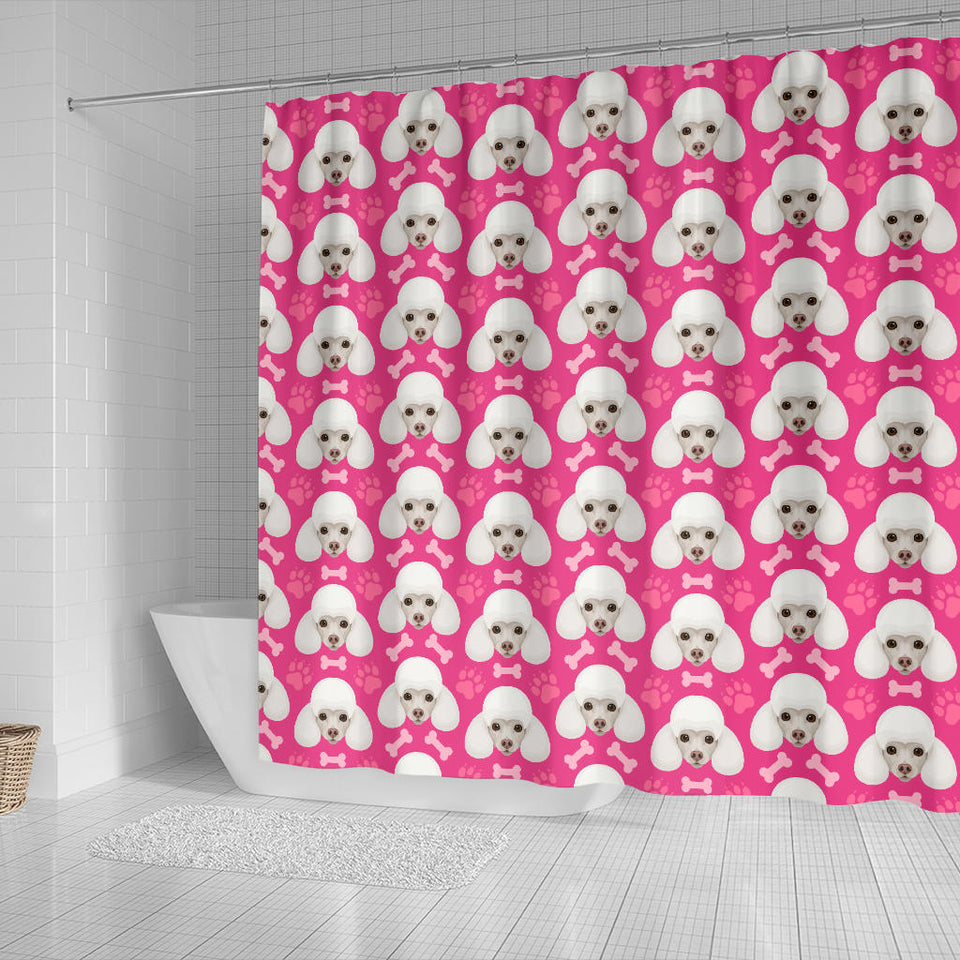 Poodle Pattern Pink background Shower Curtain Fulfilled In US