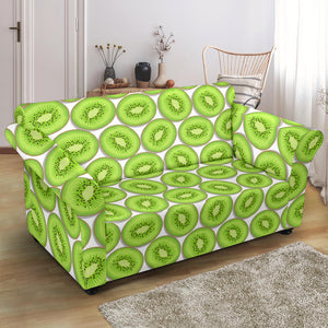 Sliced Kiwi Pattern Background Loveseat Couch Slipcover