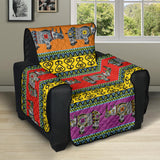 Rhino African Afro Dashiki Adinkra Kente Pattern Ethnic Motifs Recliner Cover Protector