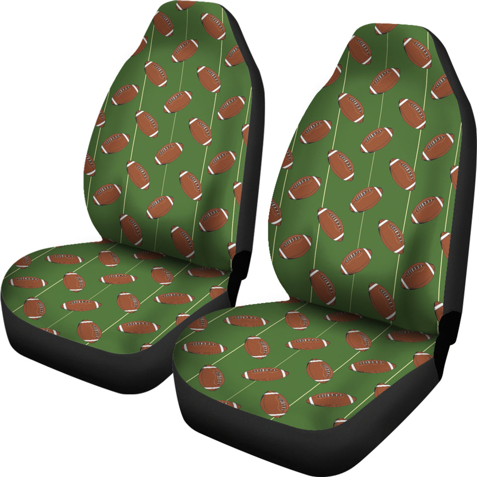 American Football Ball Pattern Green Background Universal Fit Car Seat Covers