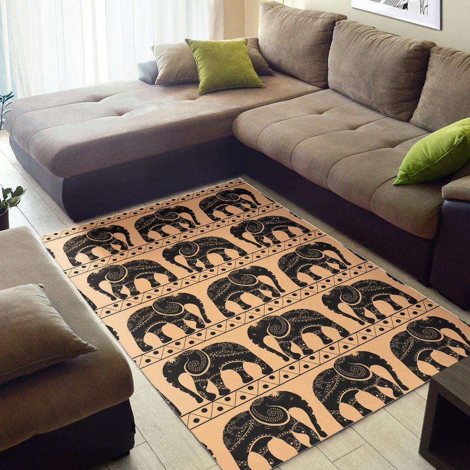 Elephant Pattern Ethnic Motifs Area Rug