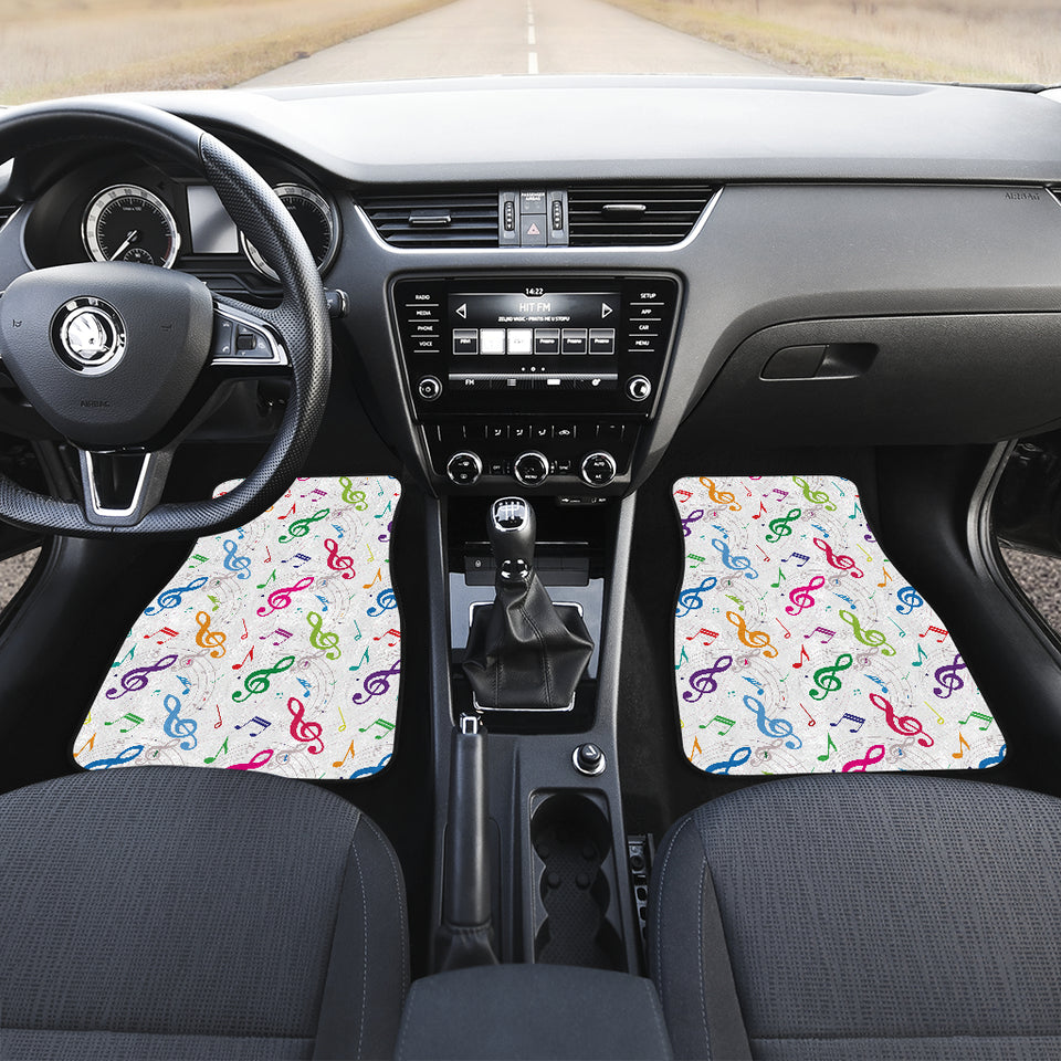 Music Notes Pattern Print Design 02 Front and Back Car Mats