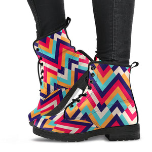 Zigzag Chevron Pattern Background Leather Boots