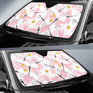 Pink Dragonfly Pattern Car Sun Shade