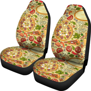 Pizza Pattern Background Universal Fit Car Seat Covers