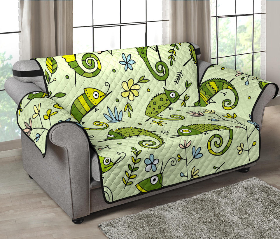 Cute Chameleon Lizard Pattern Loveseat Couch Cover Protector