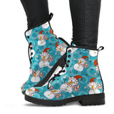 Snowman Chirstmas Pattern Leather Boots